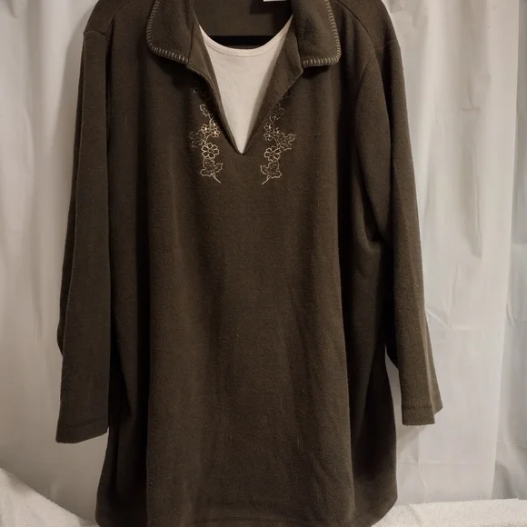 Brown Embroidered Pullover Sweater - Picture 1 of 11